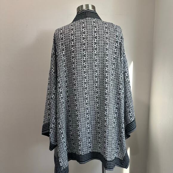 Max Studio Black White Printed Open Kimono Boho Layering Size 2X - Picture 6 of 7